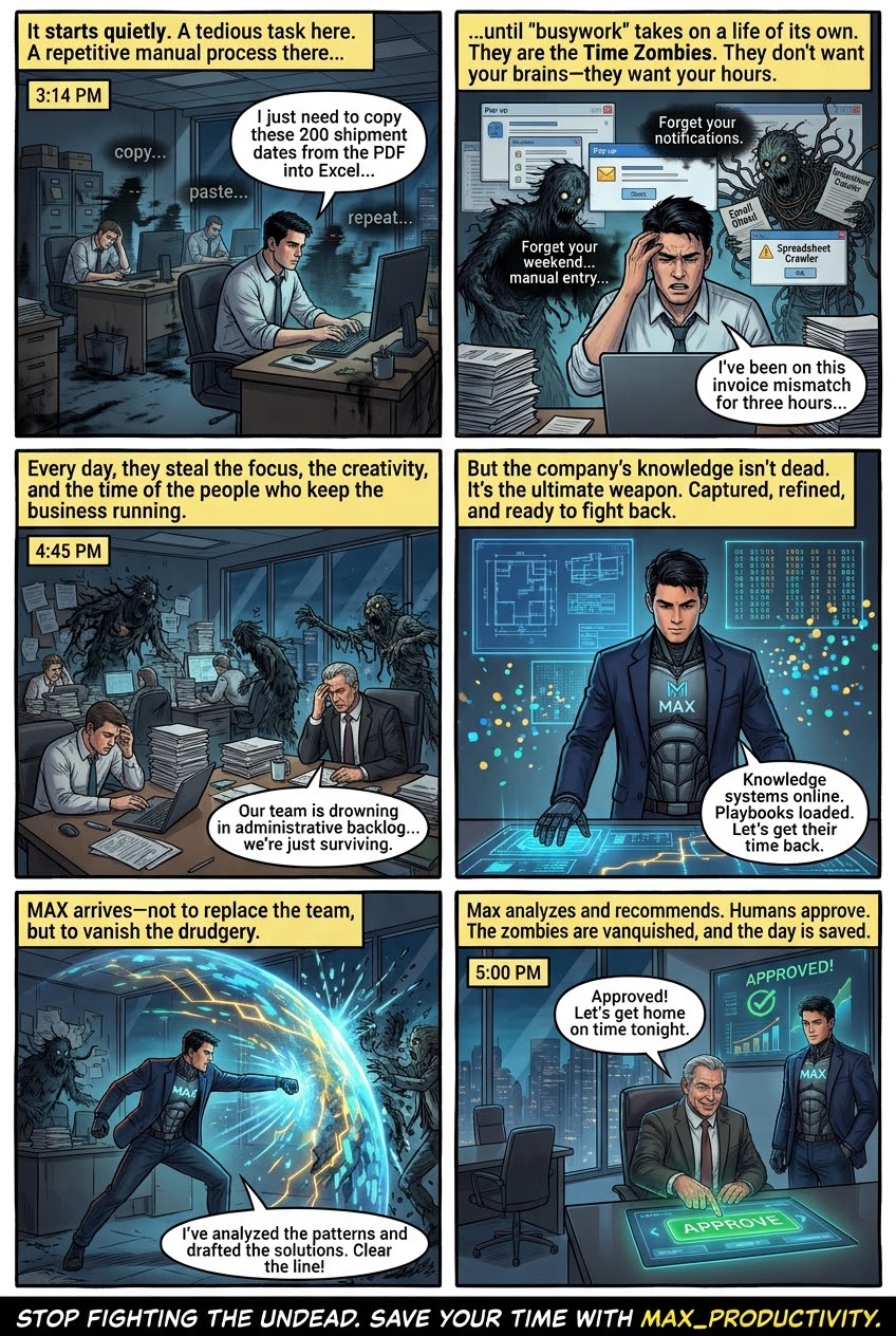 Max* Comic #001: Time Zombies comic page.